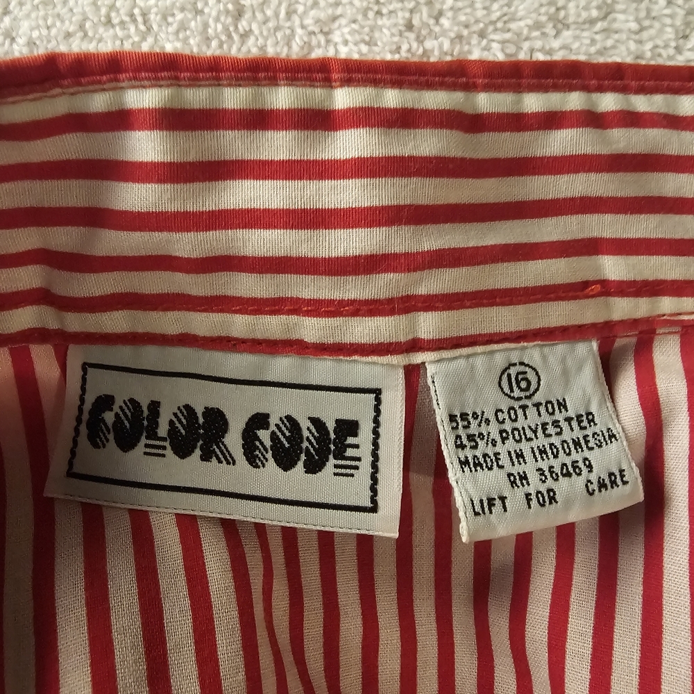 Color code red checkered button down shirt size 16 - Picture 2 of 3